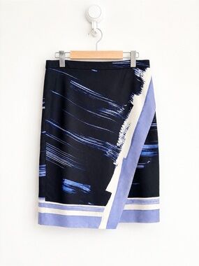Banana Republic Linen Blend Abstract Print Modernist Skirt 8
